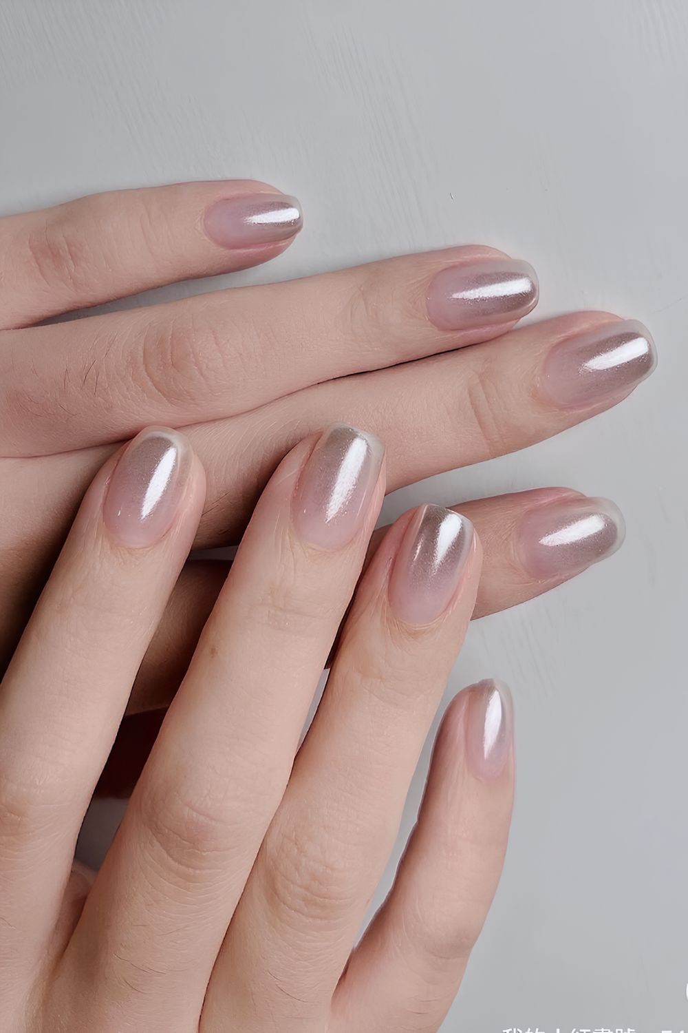 Silver chrome ombre nails