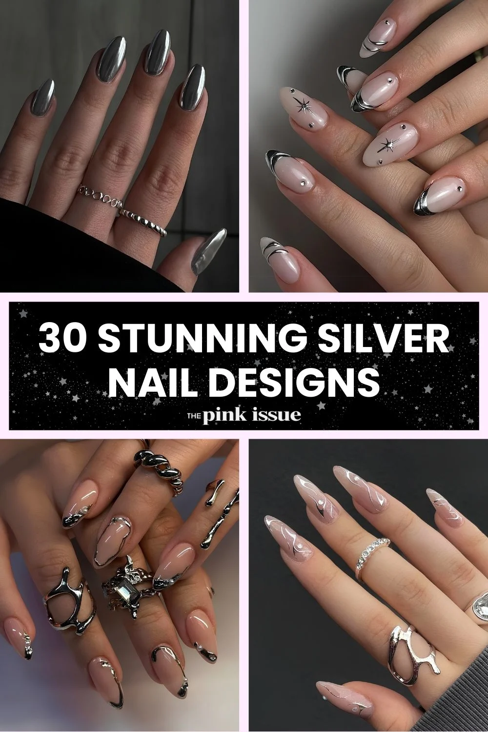 Silver nail ideas Pinterest