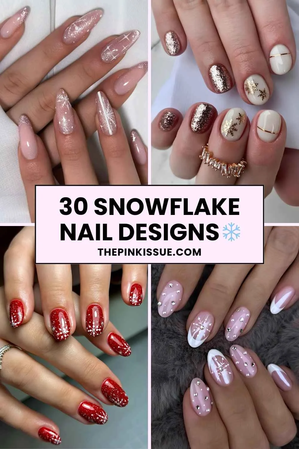 Snowflake nail inspo Pinterest