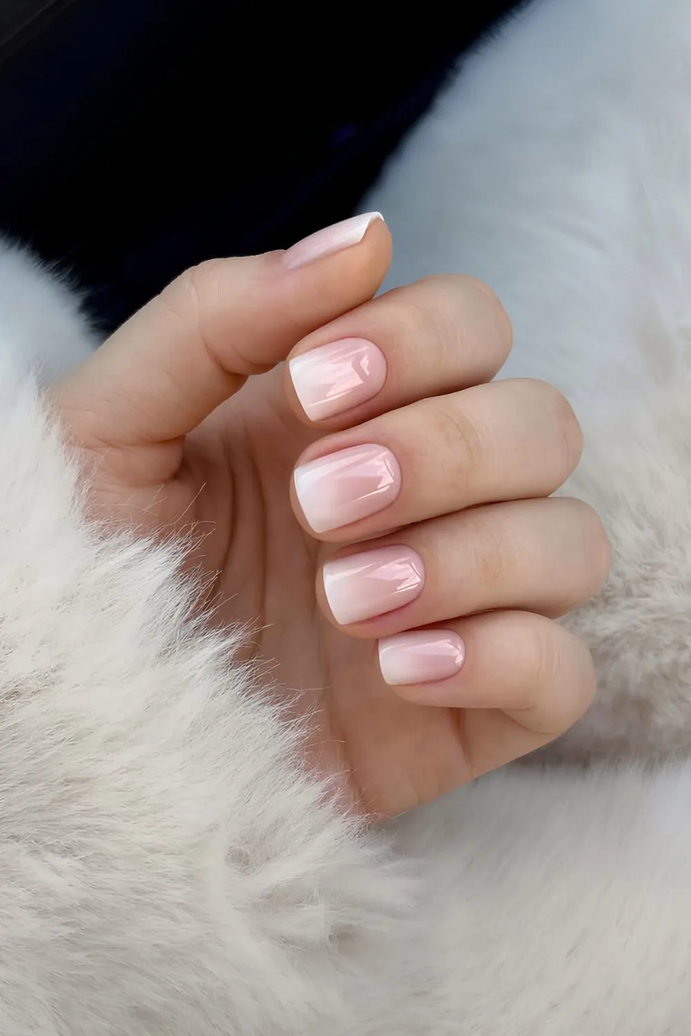 Soft pink and white ombre nails