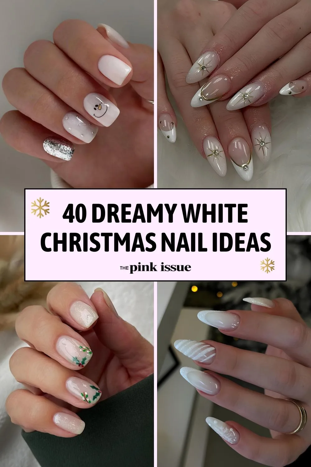 White Christmas nail ideas Pinterest