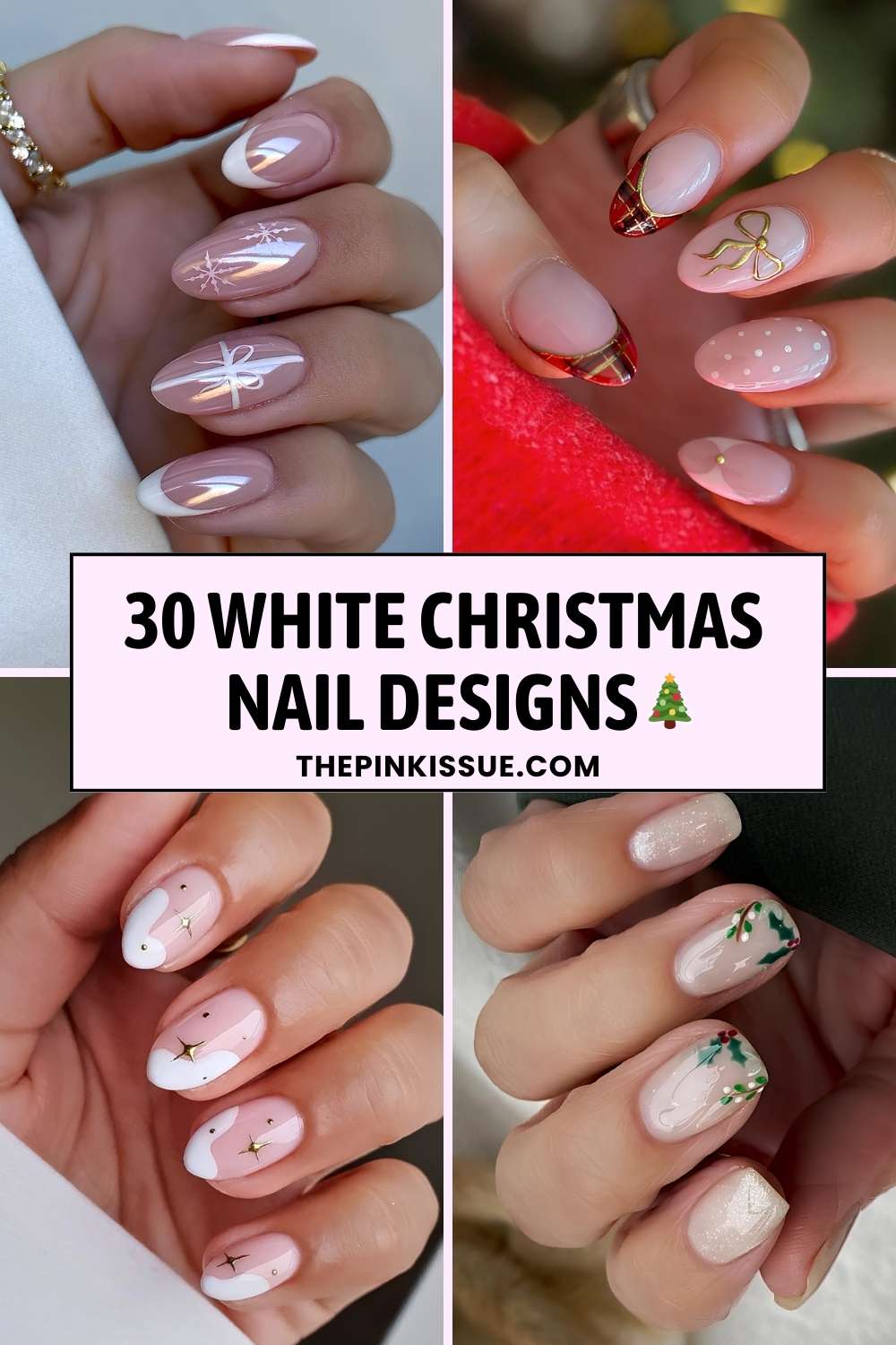 White Christmas nail inspo Pinterest