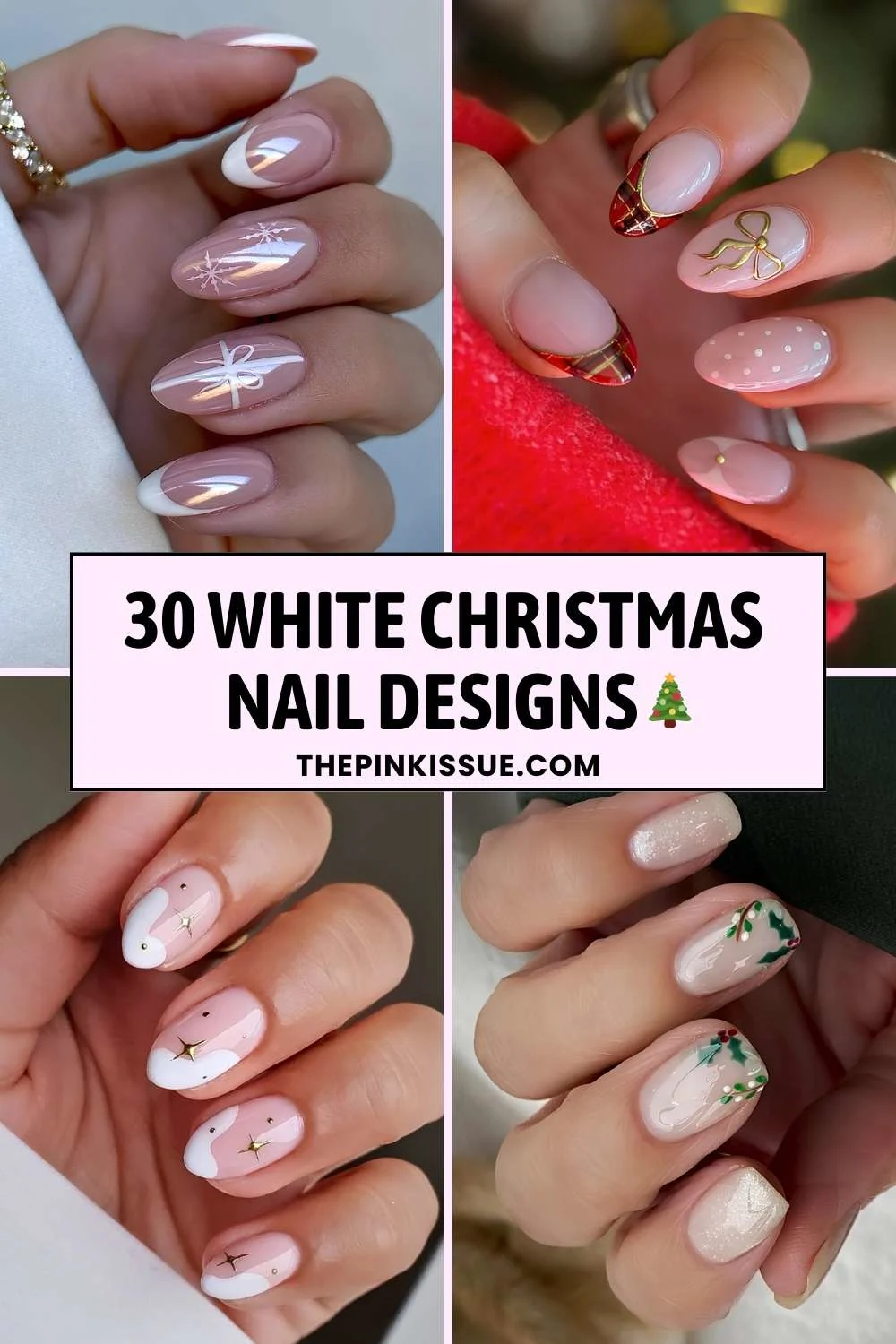 White Christmas nail inspo Pinterest