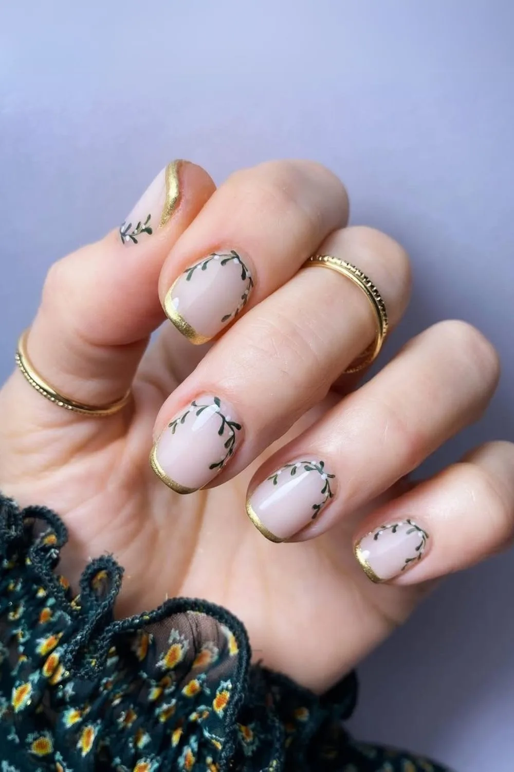 White nails with Gold French tips