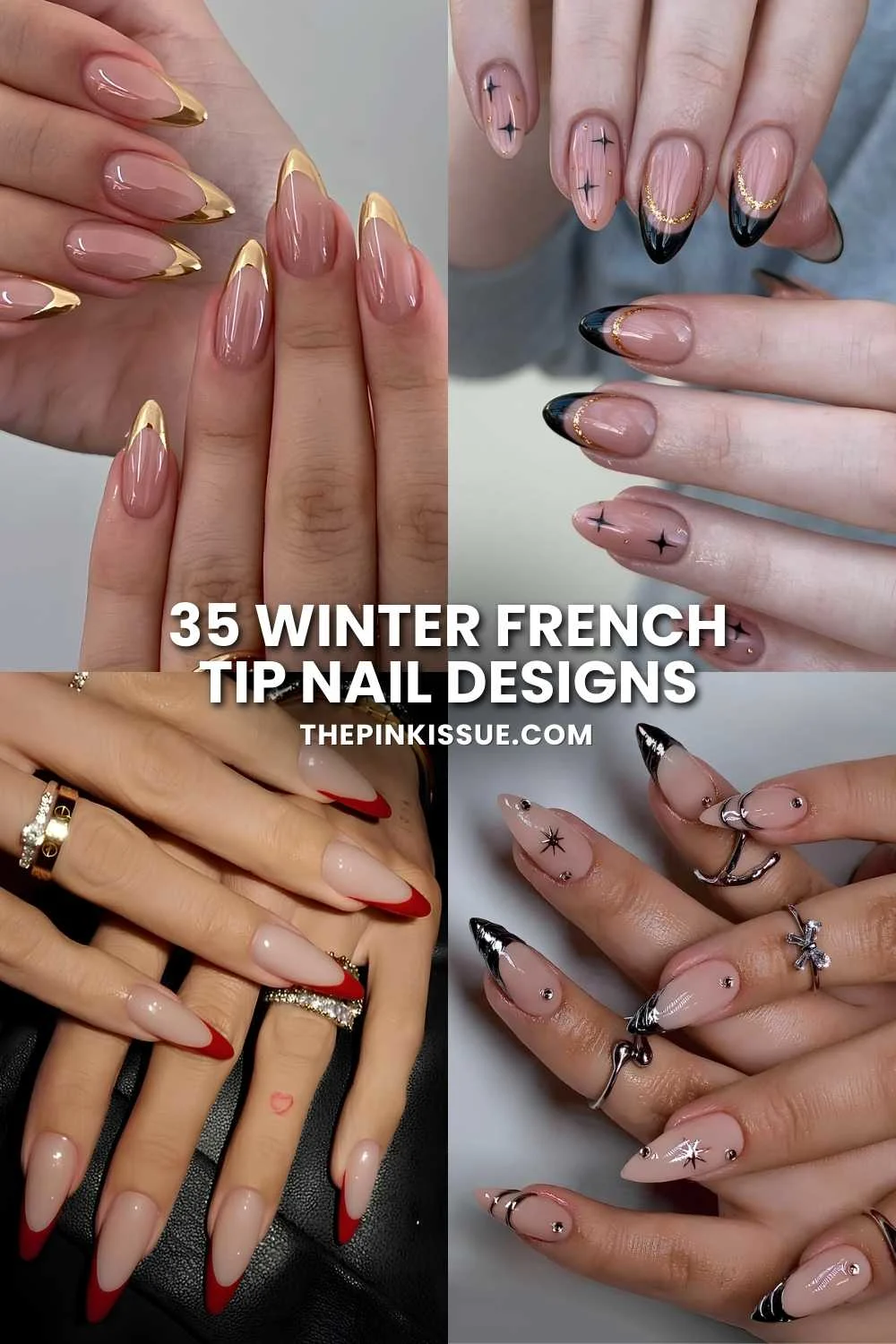 Winter French tip nail inspo Pinterest