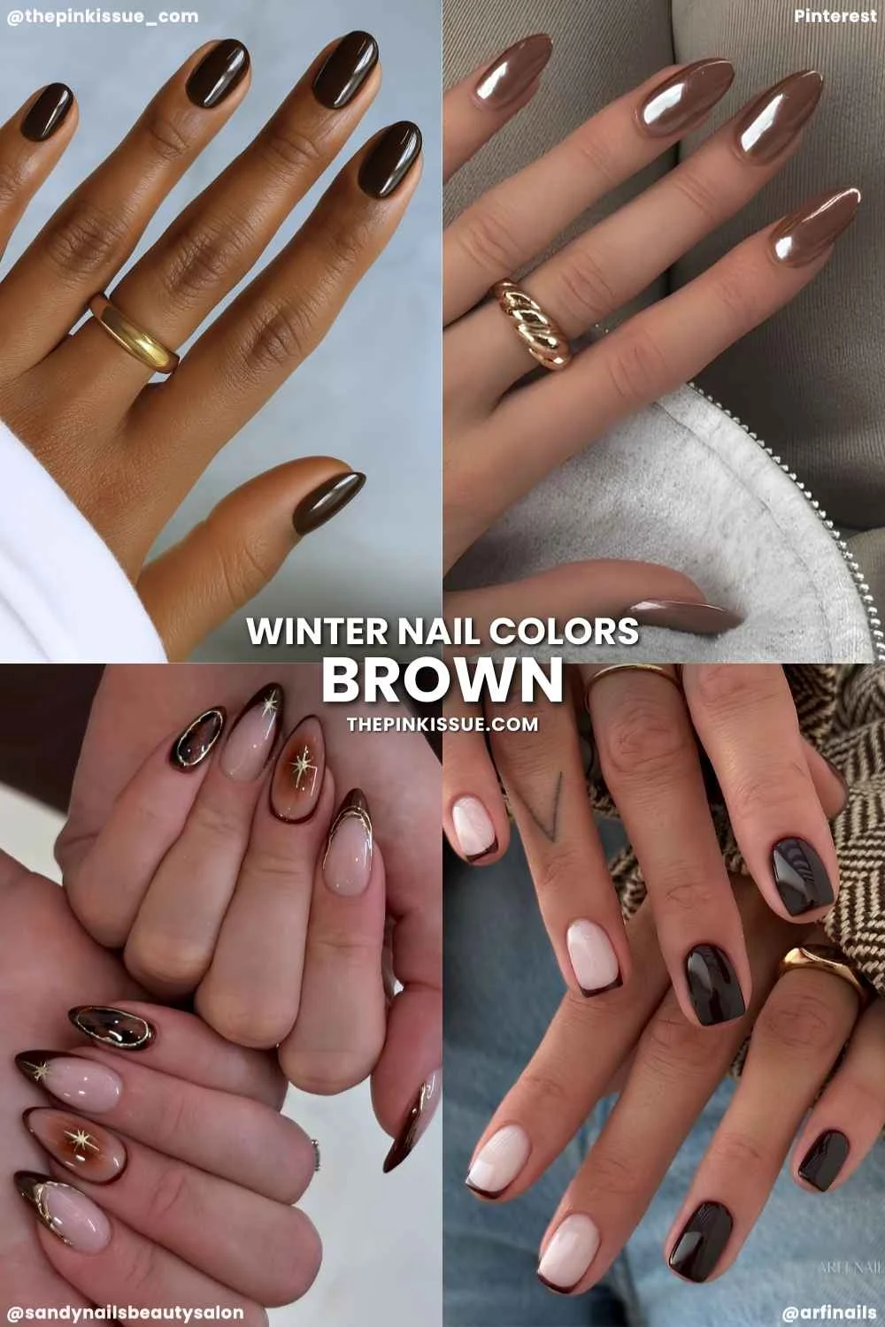 A collage of brown winter nails