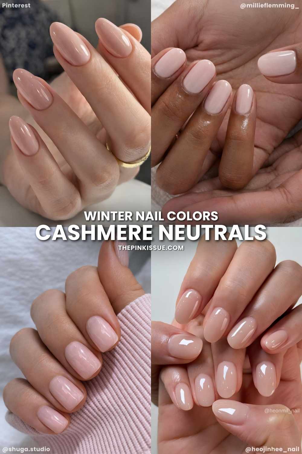 A collection of cashmere neutral manicures