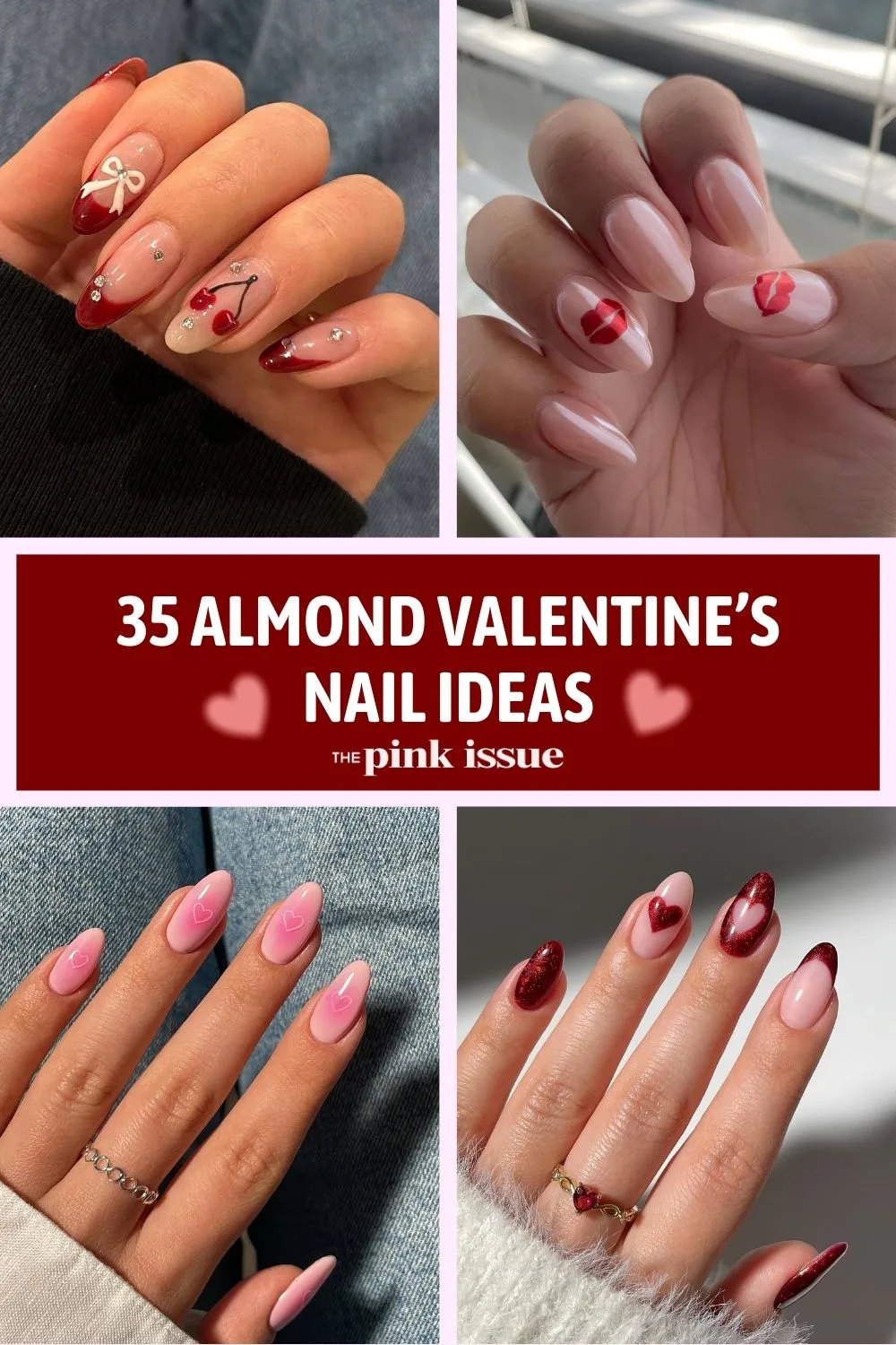 Almond Valentines nail ideas Pinterest