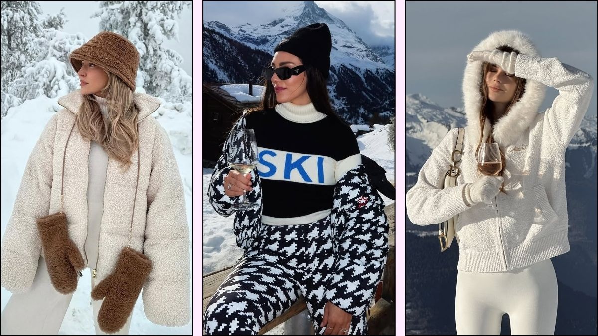 A collage of apres ski outfit ideas