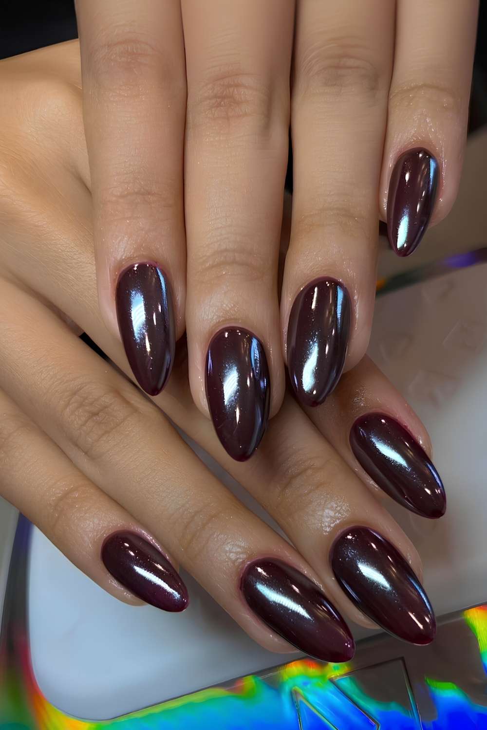 Black cherry chrome nails