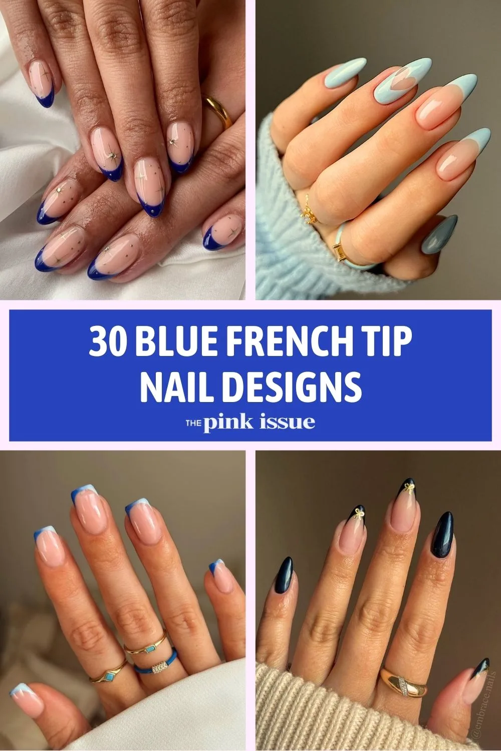 Blue French tip Nail Designs Pinterest