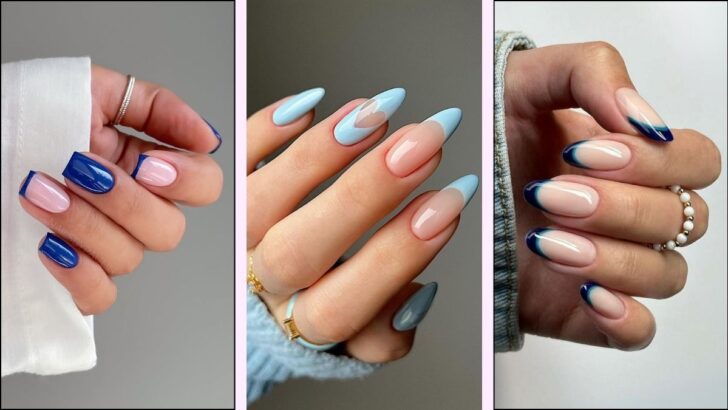 30 Blue French Tip Nails Made for Nail Queens