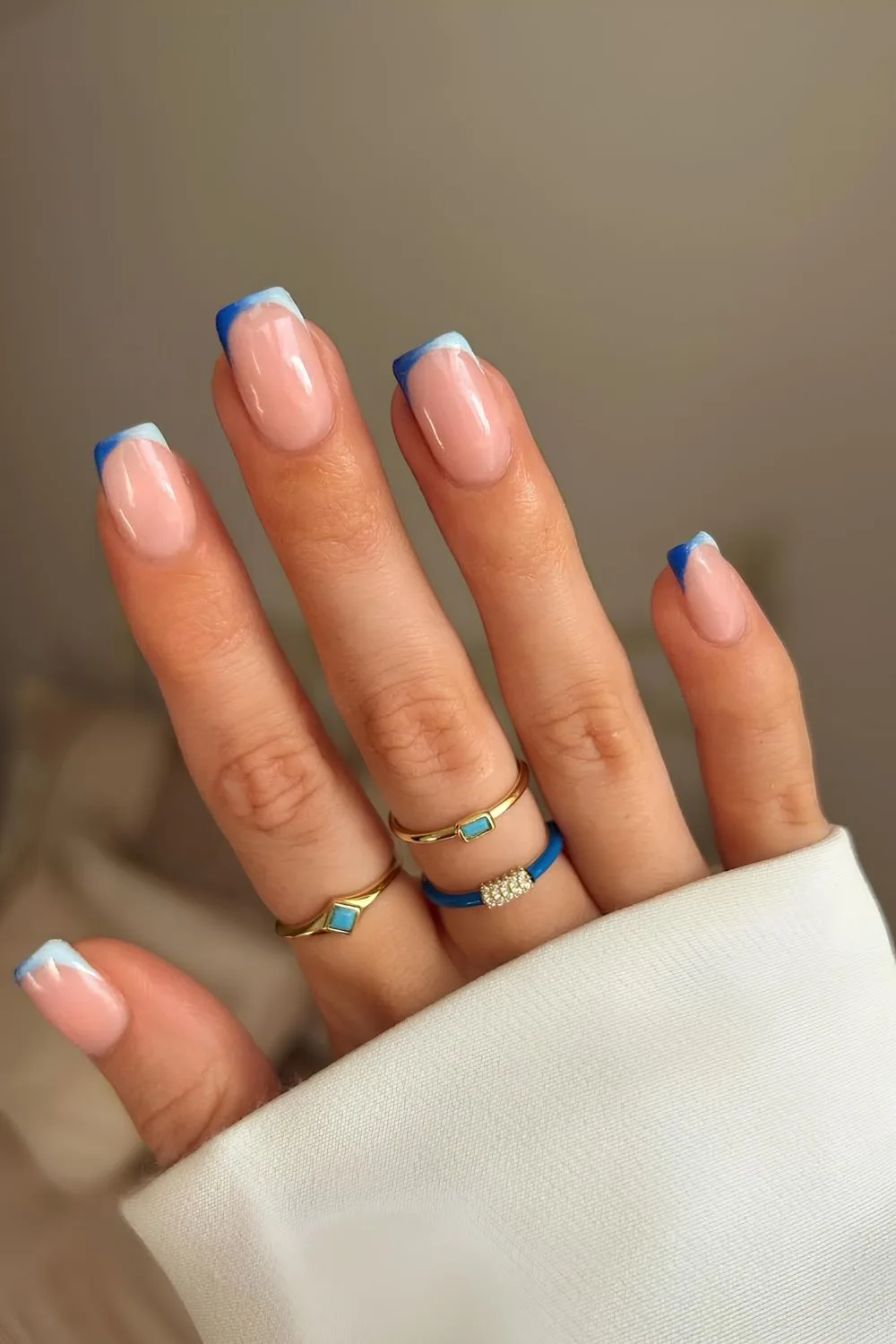 Blue Ombre French Tip nails!