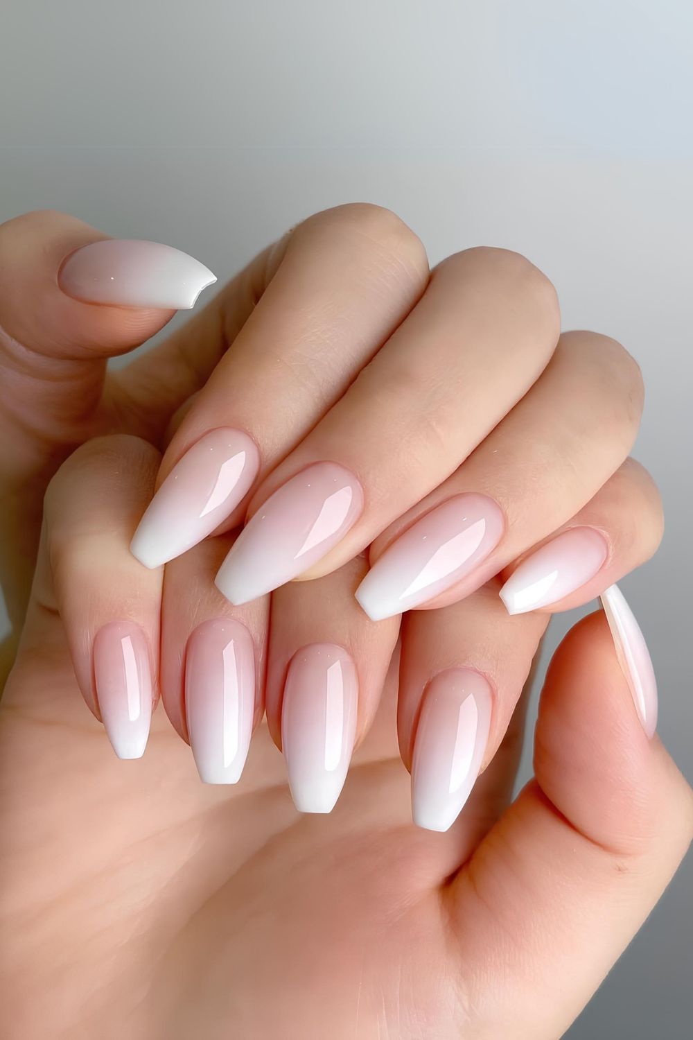 Bright white and pink ombre manicure