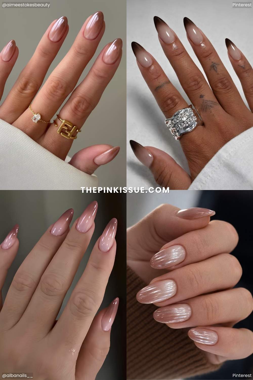 A variety of brown ombre nail designs