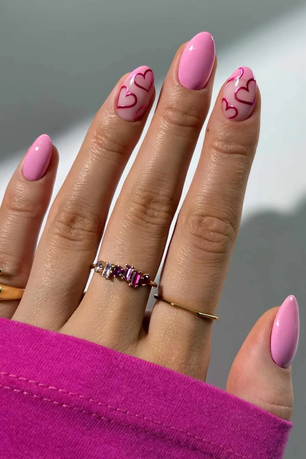 Candy pink Valentine's Day nails