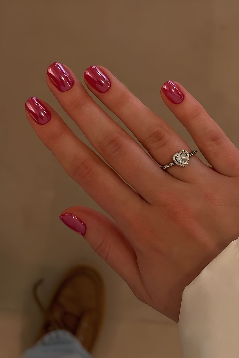 Cherry red chrome Manicure