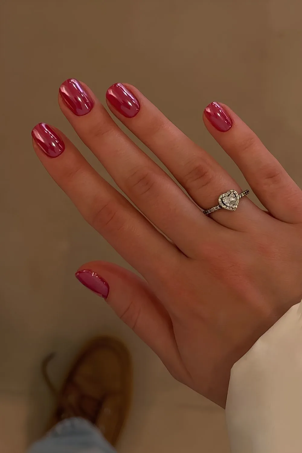 Cherry red chrome Manicure