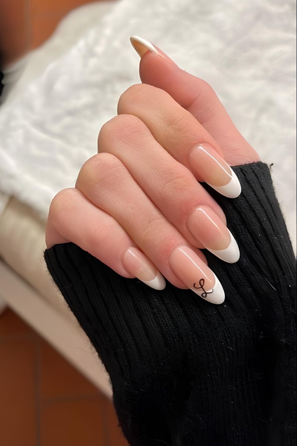 Classic French tips with boyfriend initial