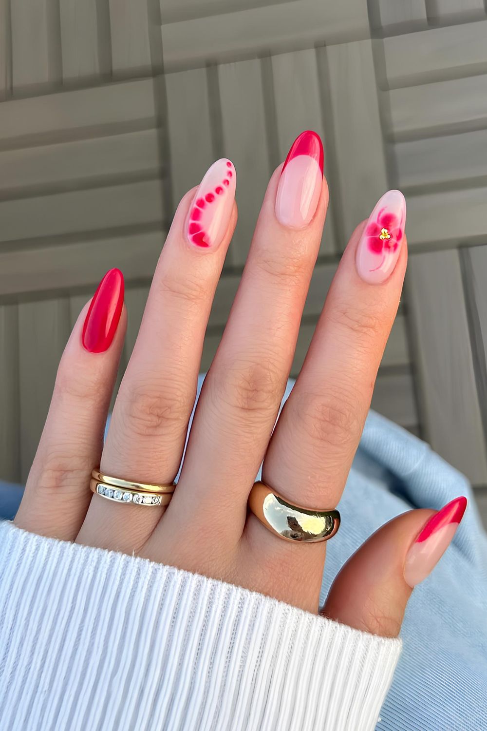 Classic red mix and match manicure