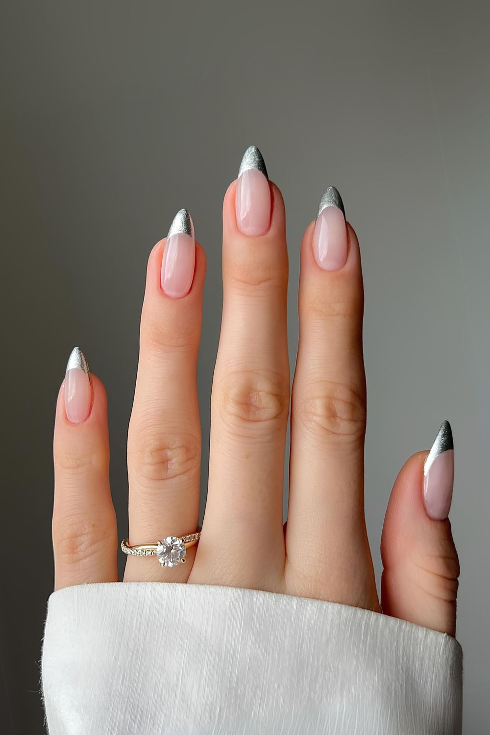 Classic silver French tip manicure