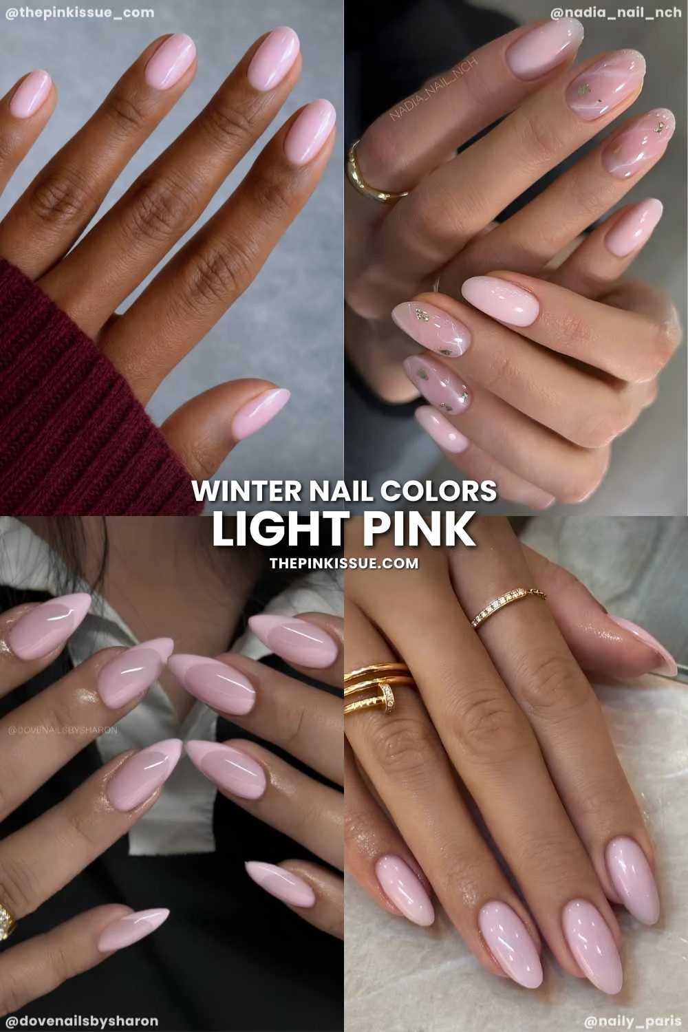 Collection of light pink winter nails