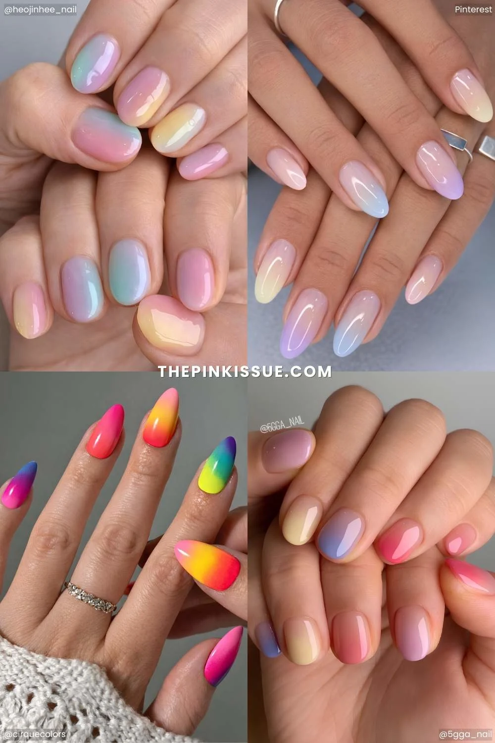 A collection of colorful ombre nail ideas