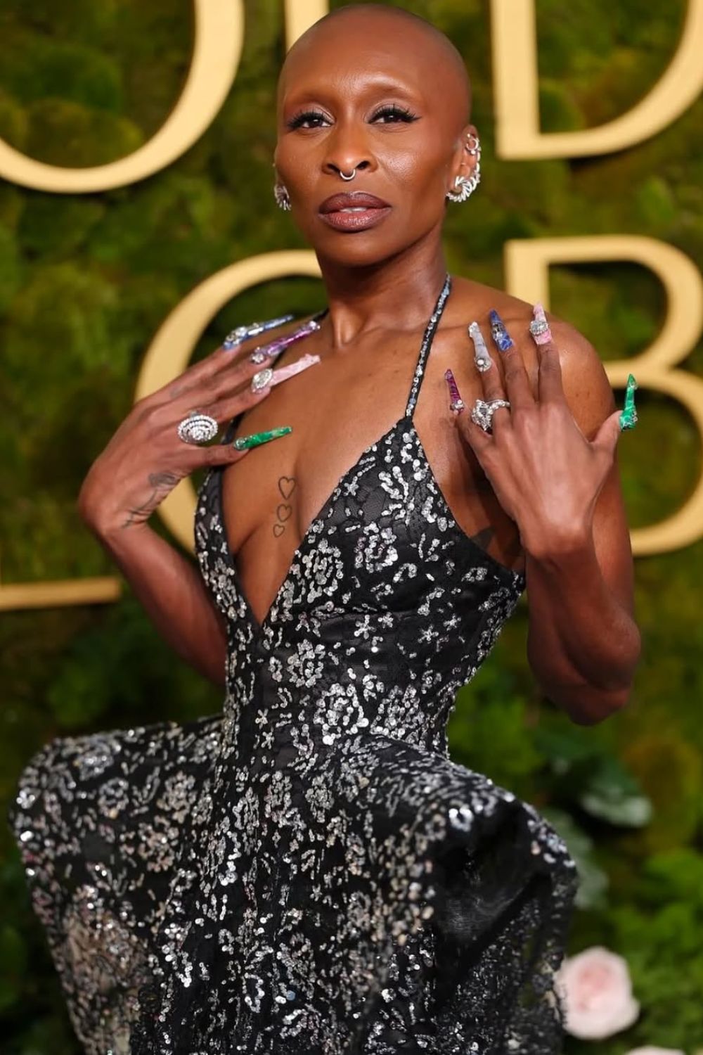 Cynthia Erivo at the Golden Globes showing her nails