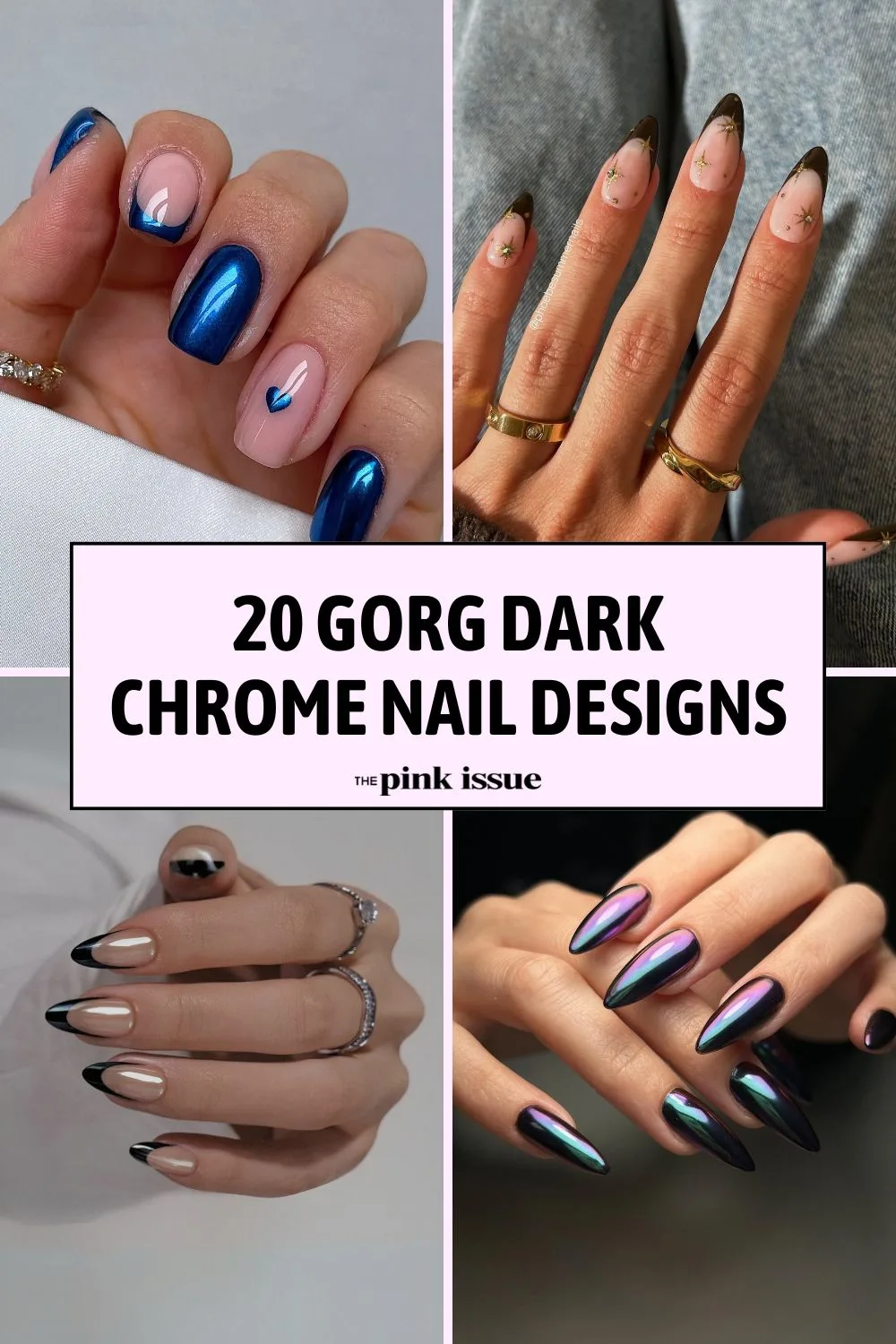 Dark chrome nails pinterest