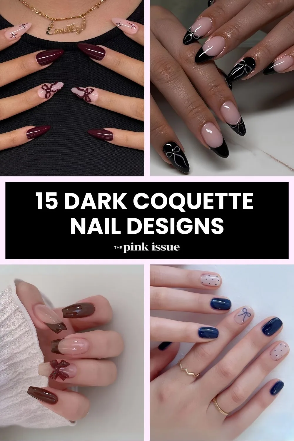 Dark coquette nail designs Pinterest