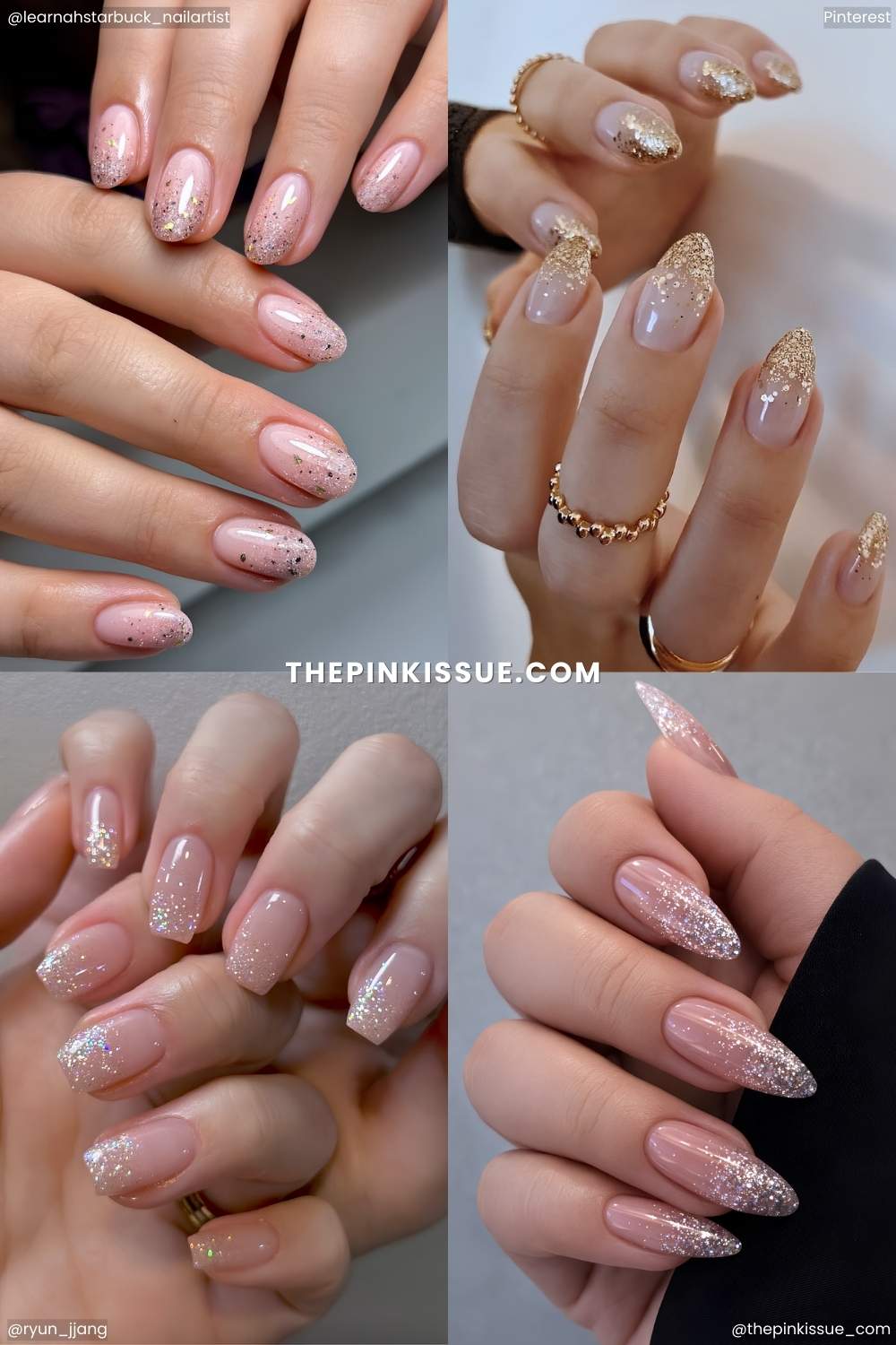 Different glitter ombre manicures