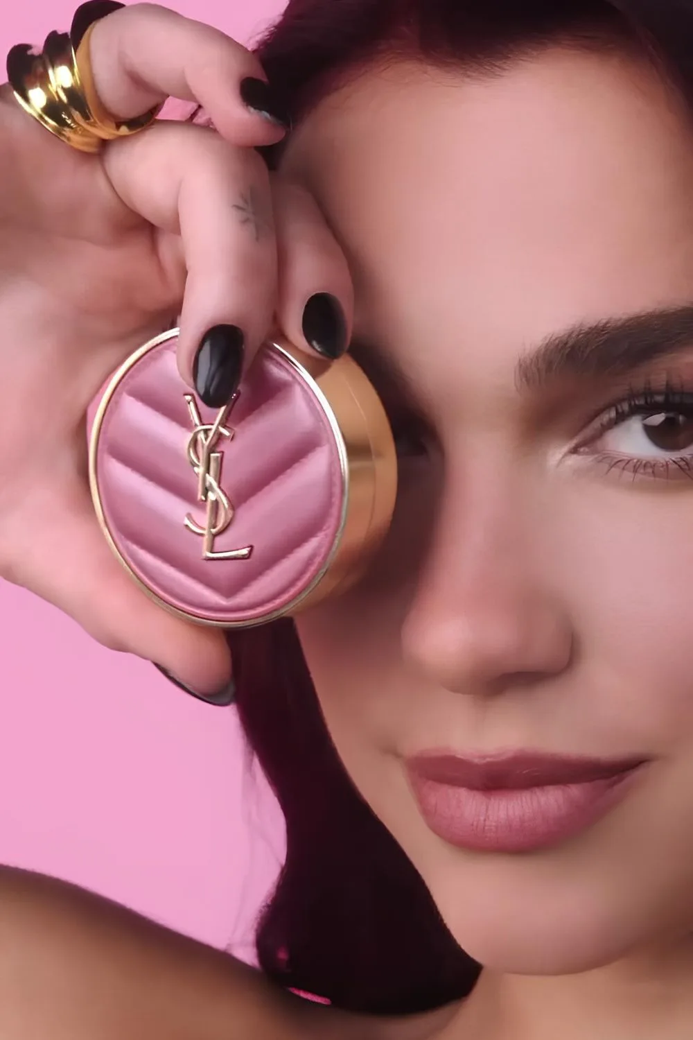 Dua Lipa showing of her nails in campaign for YSL Beauty