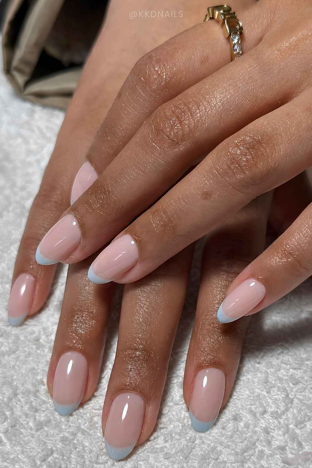 Elegant light blue French manicure