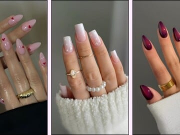 A collage of nail designs for February