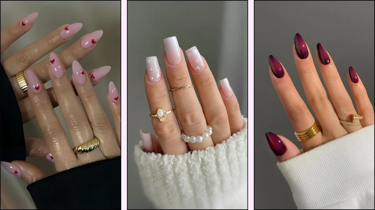 A collage of nail designs for February