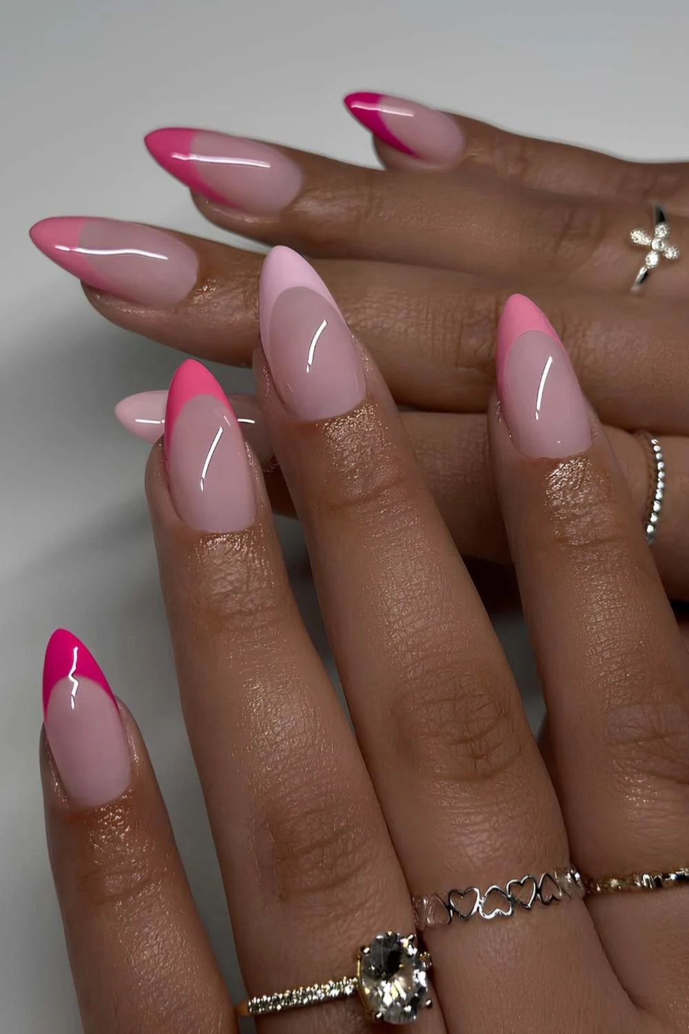 French manicure in different pink shades