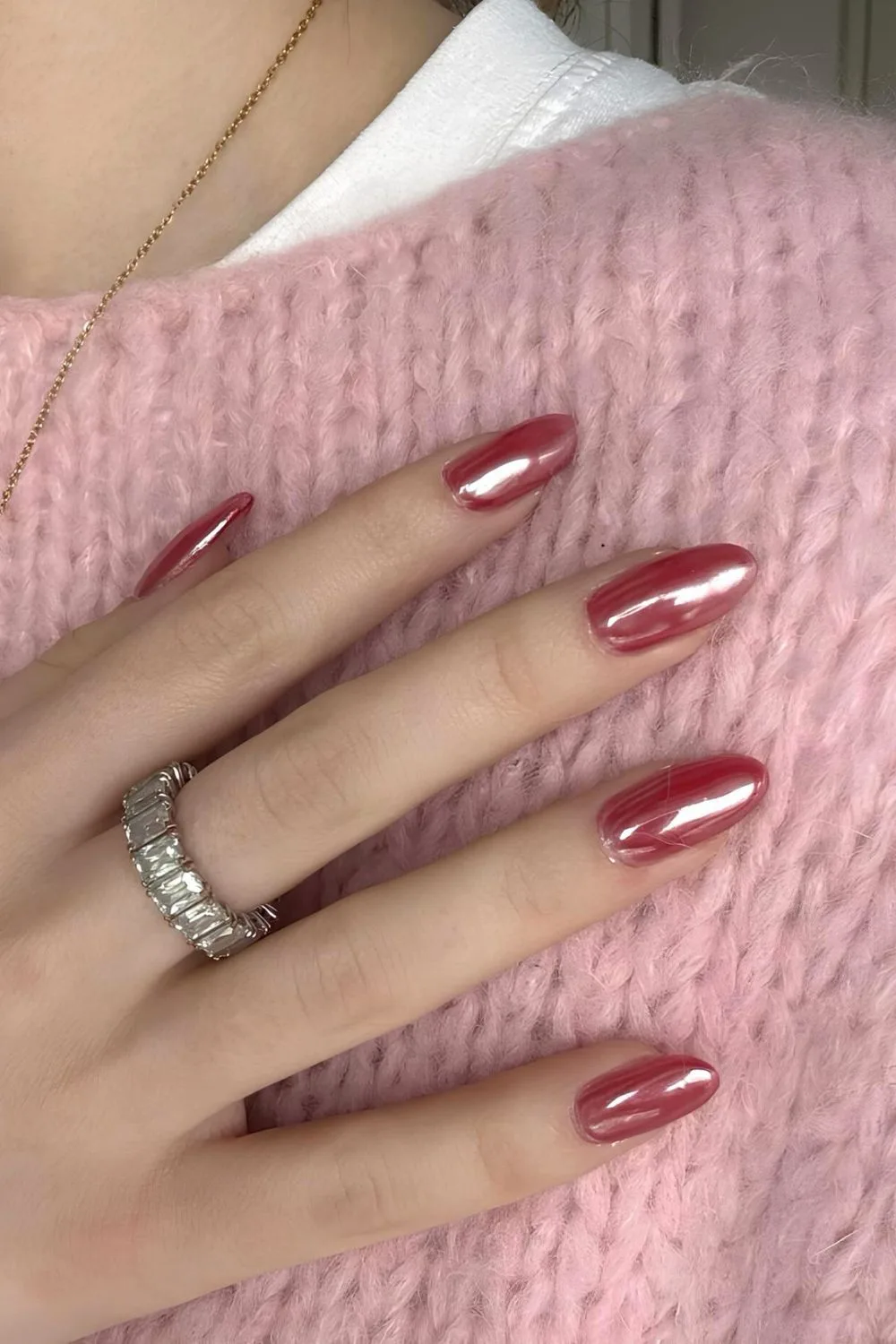 Glazed cherry red mani