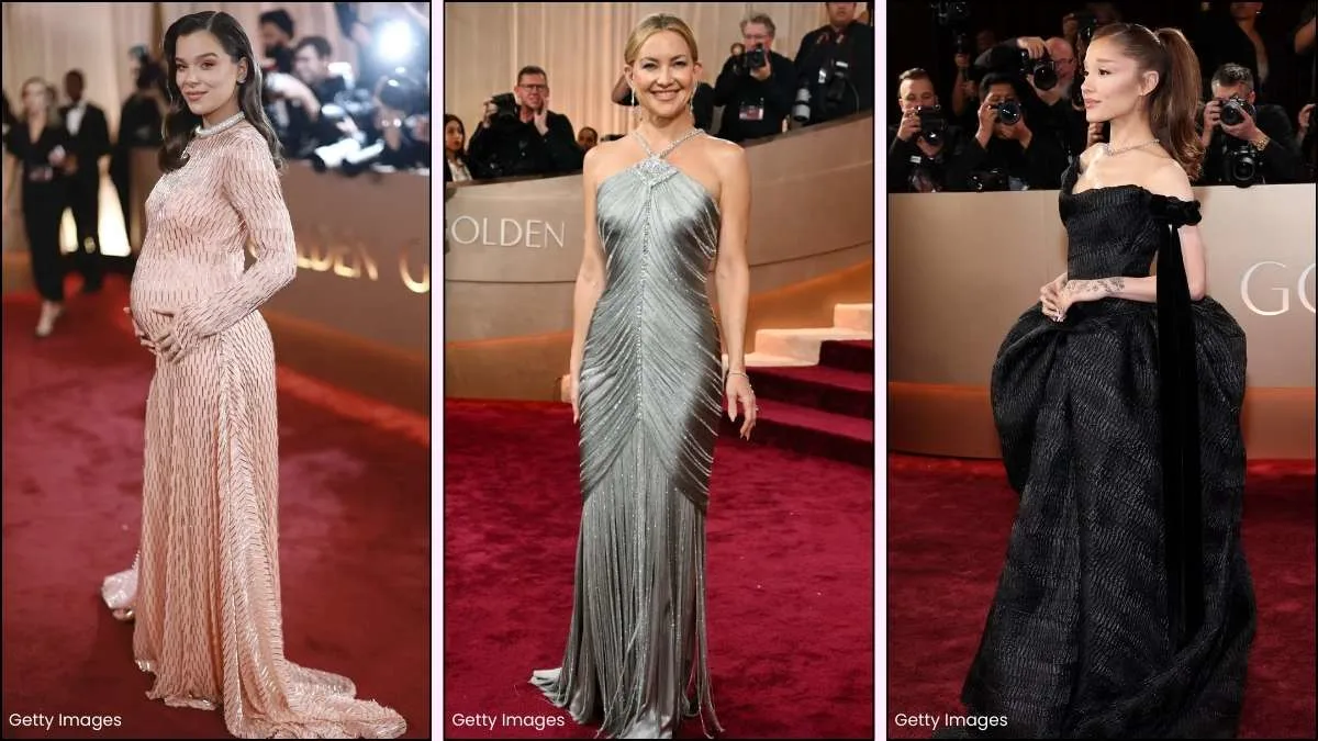 Kate Hudson, Ariana Grande and Hailee Steinfeld in Golden Globe dresses