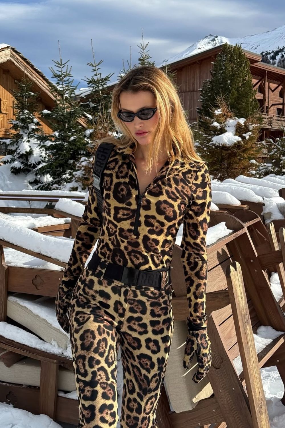 Leopard print snow suit