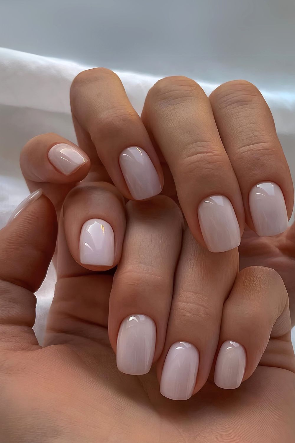 Milky white soap nails