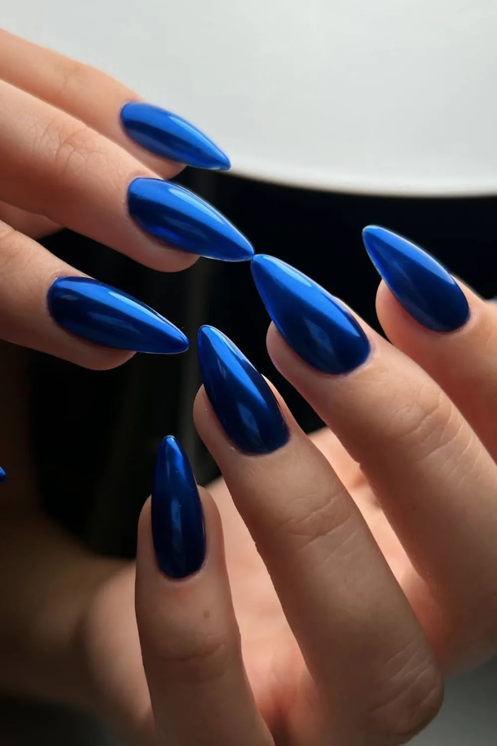 Navy blue chrome nails