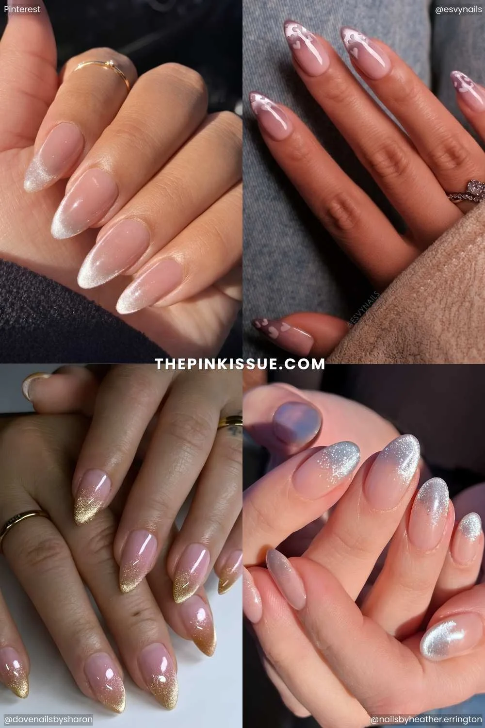 Ombre manicures with cat eye finish