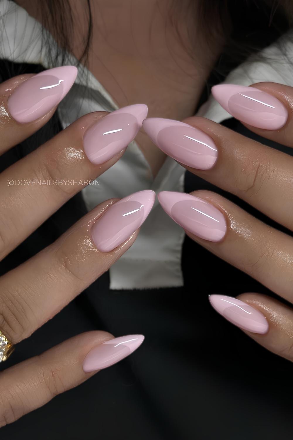 Pink French mani on a milky base