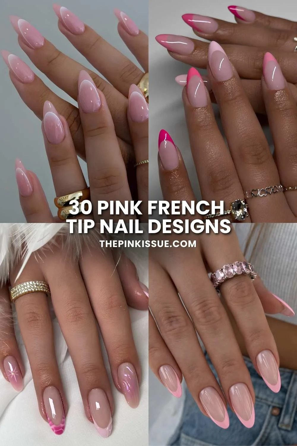 Pink French tip nail inspo Pinterest