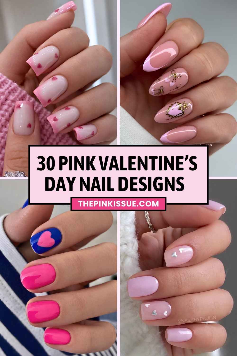 Pink Valentines day nail designs Pinterest