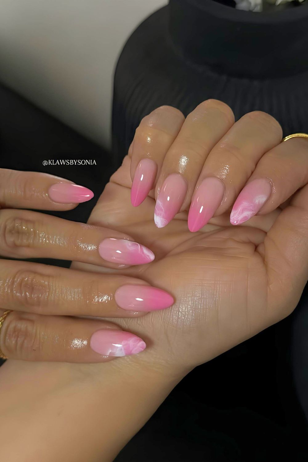 Pink marble French tip nails