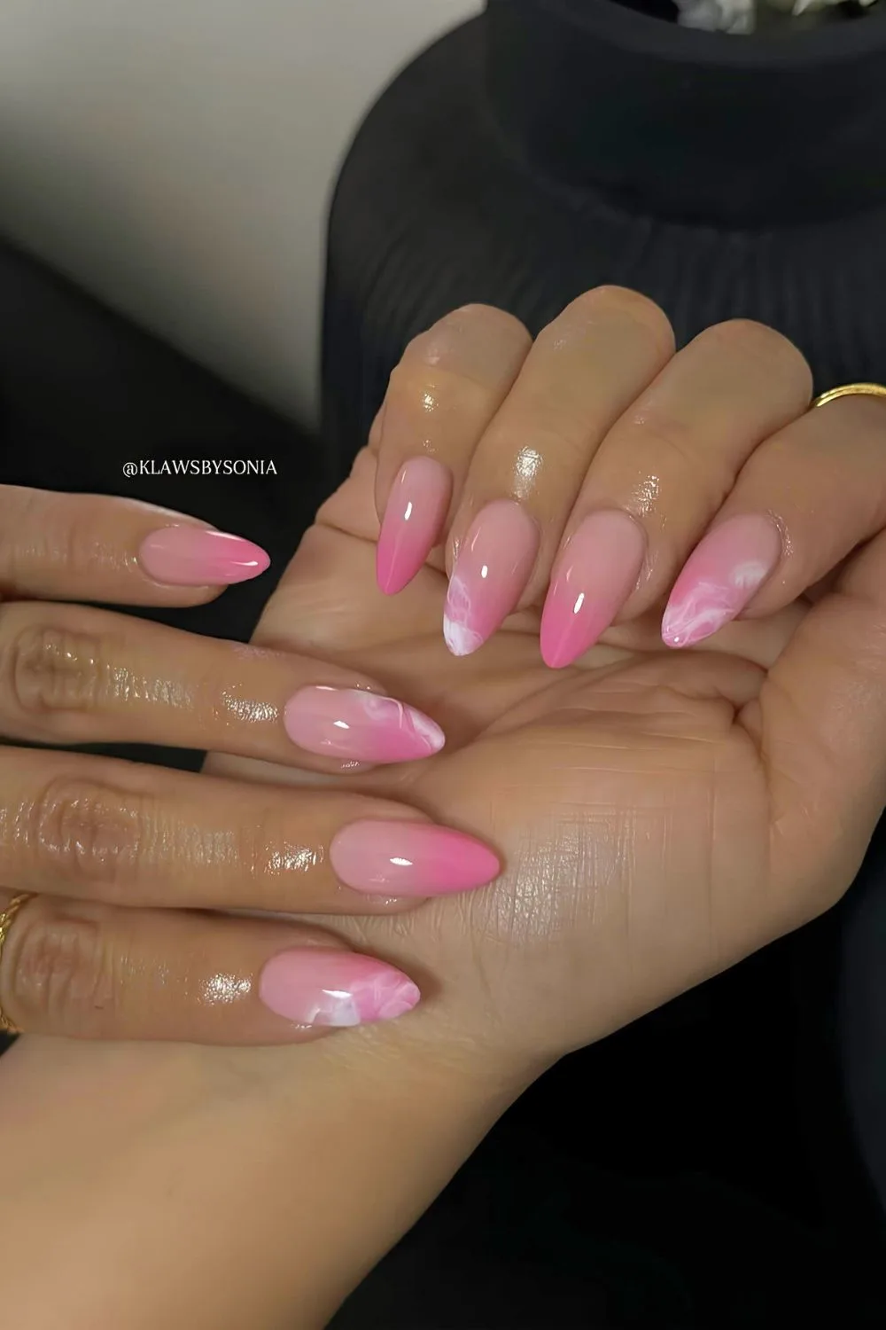 Pink marble French tip nails