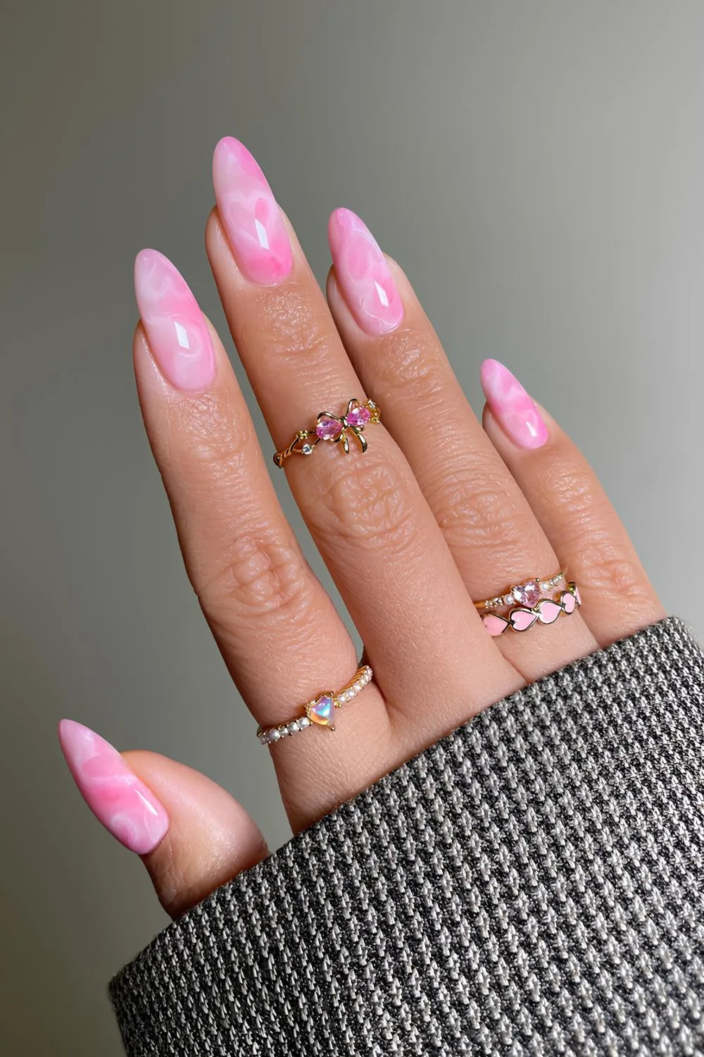 Pink rose quartz mani