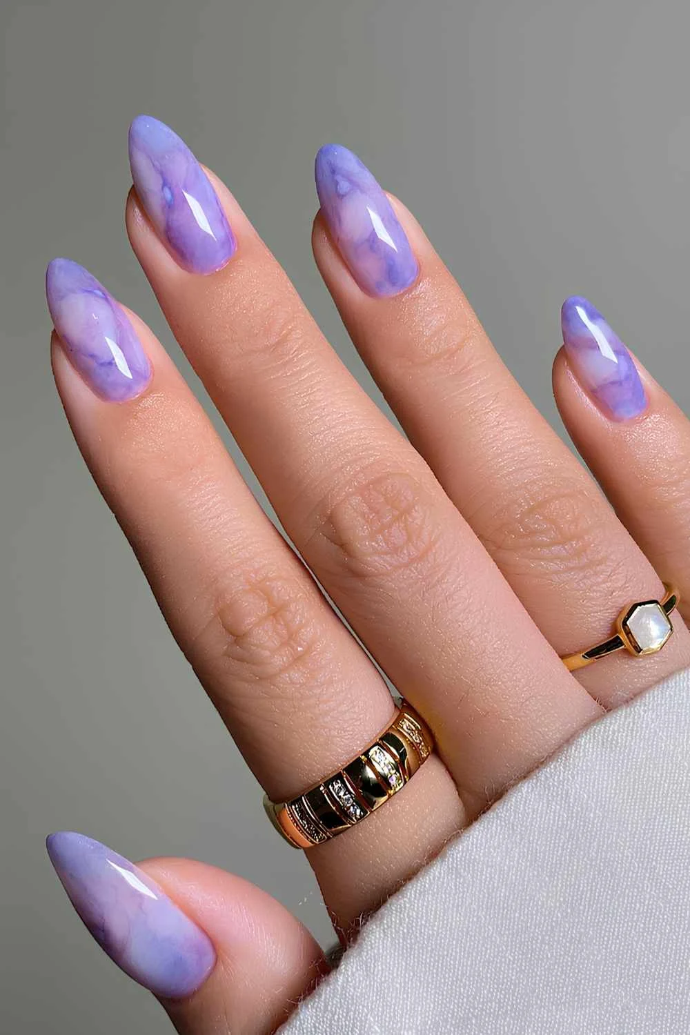 Purple amethyst marble nails