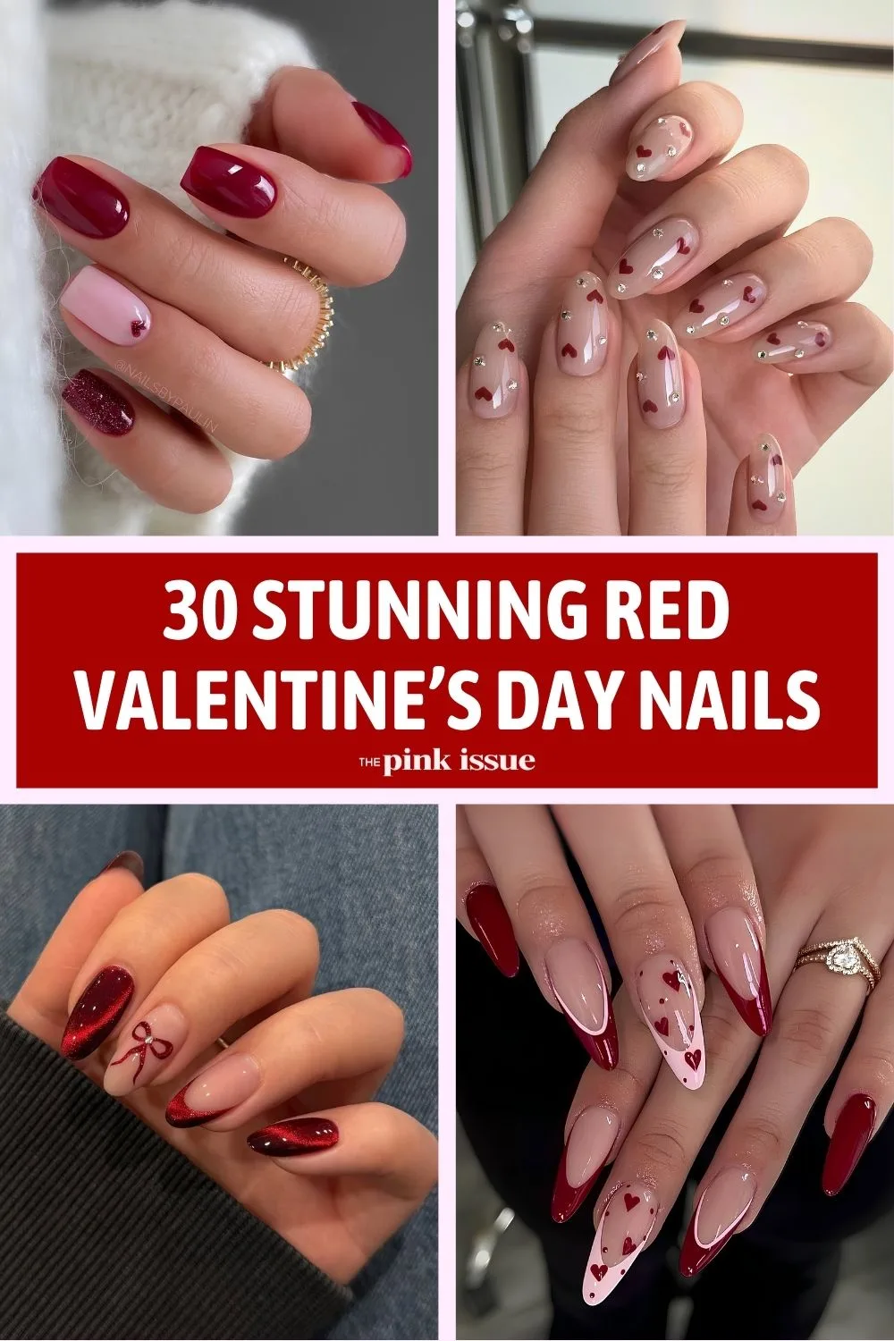 Red Valentine's Day nail ideas Pinterest